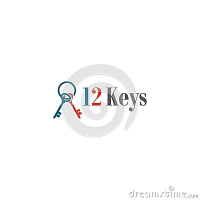 Modern Colorful 12 Keys Lock Wrench Logo design Vector Illustration