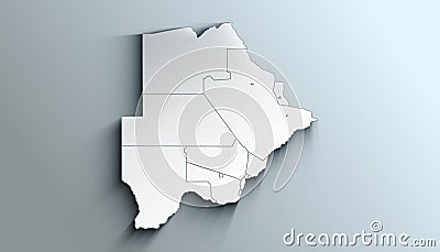 Modern Colorful Map of Botswana Districts With Shadow Stock Photo