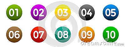 Modern colorful numbers button set multicolored â€“ vector for stock Vector Illustration