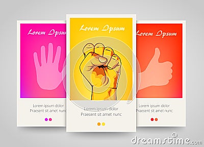 Modern colorful vertical hand motive banners. Vector Illustration