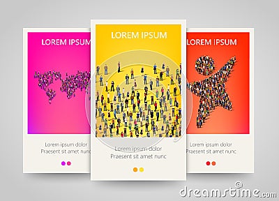 Modern colorful vertical people motive banners. Vector Illustration