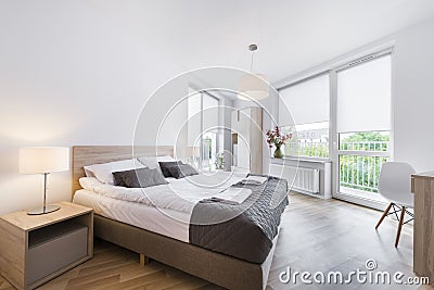 Modern and comfortable bedroom interior design Stock Photo