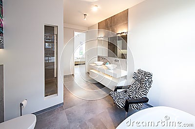 Modern and comfortable interior of a bath room Stock Photo