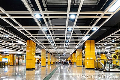 Modern commercial building interior subway station Stock Photo