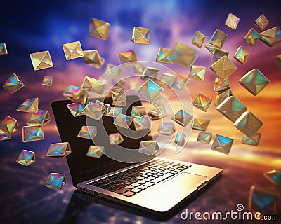 Modern communication Sending and receiving emls Concept. Stock Photo