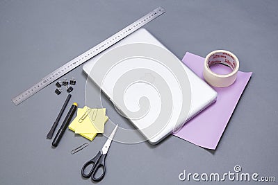 Modern communicator device on desk side view Stock Photo