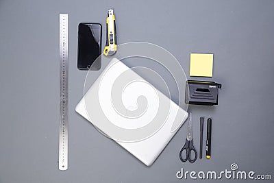 Modern communicator device on desk side view Stock Photo