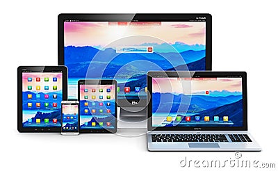 Modern computer devices Stock Photo
