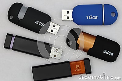 Modern Computer Flash Drives Stock Photo