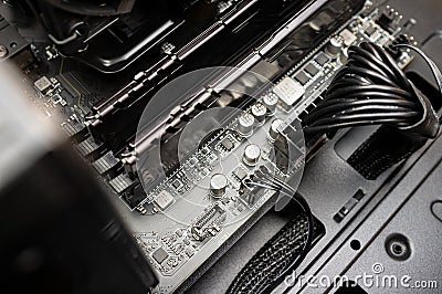 Modern computer from the inside. Smart iron. Macro. Stock Photo