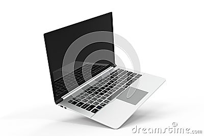 Modern computer, laptop blank mockup. Glossy laptop computer mock-up, 3D Rendering Stock Photo