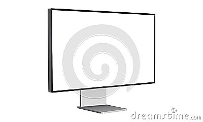 Modern computer monitor mockup isolated on white background side view Cartoon Illustration