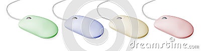 Modern computer mouse on background, different color variants. Banner design Stock Photo