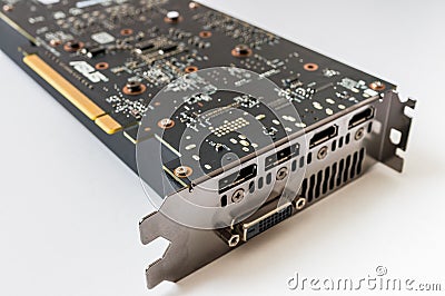 Modern computer PCI videocard on white background Stock Photo
