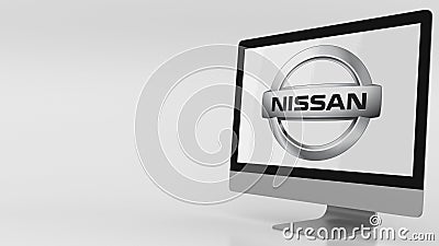 Modern computer screen with Nissan logo. Editorial 3D rendering Editorial Stock Photo