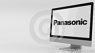 Modern computer screen with Panasonic logo. Editorial 3D rendering Editorial Stock Photo