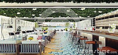 Modern concept design of beach cocktail lounge bar Stock Photo