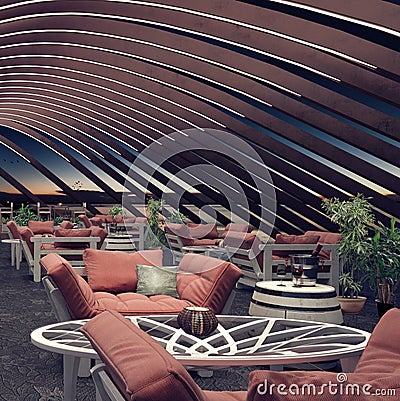 Modern concept design of restaurant lounge Stock Photo