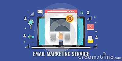 Email marketing, message online chat, social text, business email. Vector Illustration