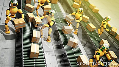 Modern concept of precise automated sorting in production or del Stock Photo