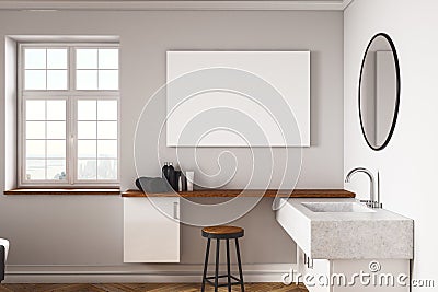 Modern concrete bathroom with blank billboard Stock Photo