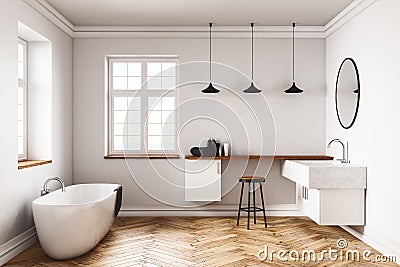 Modern concrete bathroom interior Stock Photo