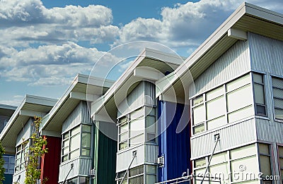 Modern Condos Exterior Maison Home House Modern Roof Details Clouds Sky Background Editorial Stock Photo