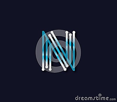 N Alphabet Connection Logo Design Concept Vector Illustration