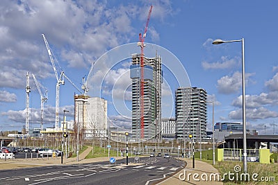 Modern construction site, stratford, london, uk Editorial Stock Photo