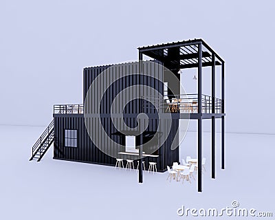 modern container cafe design 3d rendering Stock Photo