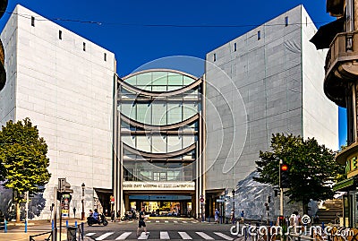 Modern and Contemporary Art Museum MAMAC Musee d'Art Moderne et Contemporain in Carabace district of Nice in France Editorial Stock Photo