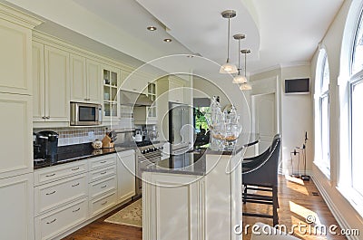 Modern Contemporary White Kitchen Stock Photo