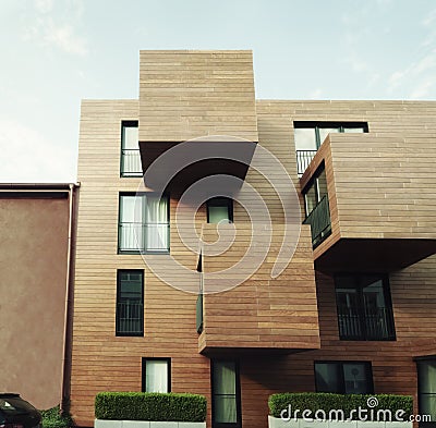 Modern Contemporary Wood Sided Building Stock Photo