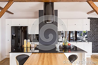 Modern contrast color kitchen Stock Photo