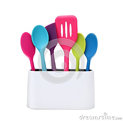 Modern Cooking - Colorful Kitchen Utensils Stock Photo