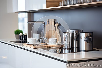 Modern Cooking Equipment in a Tidy and Minimalist Kitchen. Generative By Ai Stock Photo