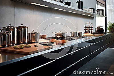 Modern Cooking Equipment in a Tidy and Minimalist Kitchen. Generative By Ai Stock Photo