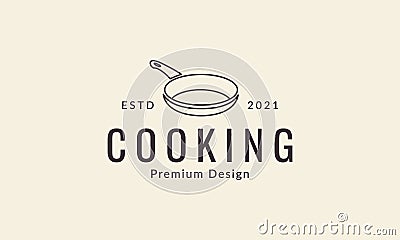 Modern cooking frying pan lines logo design vector icon symbol illustration Vector Illustration
