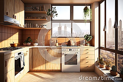 Modern cooking interior, generative AI Stock Photo