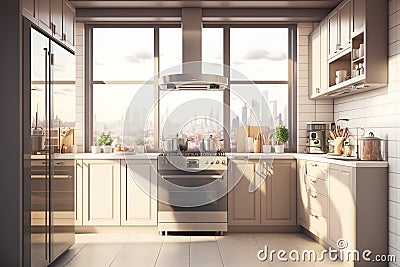 Modern cooking interior, Generative AI. Stock Photo
