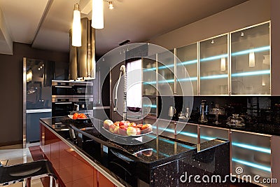 Modern cooking island Stock Photo