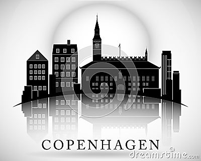 Modern Copenhagen City Skyline Design. Denmark Vector Illustration