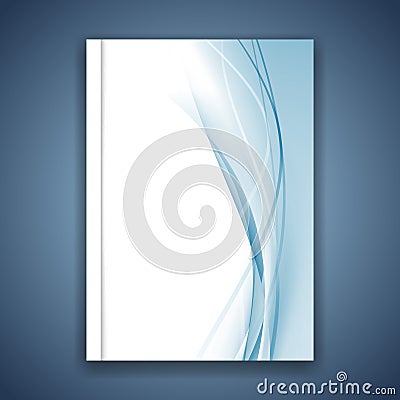 Modern copybook brochure cover design wave layout Vector Illustration