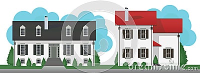 Modern cottage houses vector set. Vector Illustration