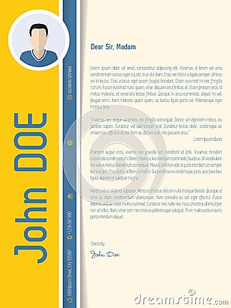 Modern cover letter resume with shadow design Vector Illustration