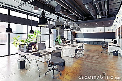 Modern cozy loft office Stock Photo