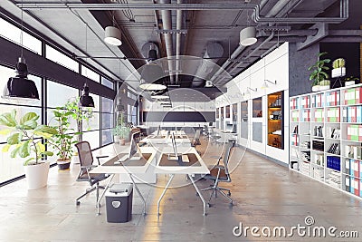 Modern cozy loft office Stock Photo