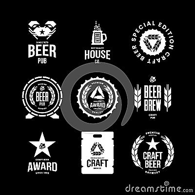Modern craft beer drink isolated vector logo sign for bar, pub, store, brewhouse or brewery Vector Illustration