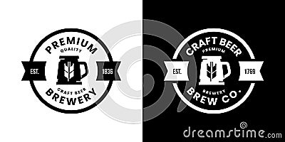 Modern craft beer drink isolated vector logo sign for bar, pub, store, brewhouse or brewery Vector Illustration