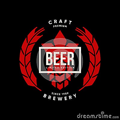 Modern craft beer drink isolated vector logo sign for brewery, pub, brewhouse or bar. Vector Illustration